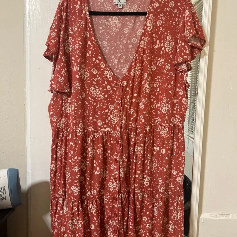 True Craft Brick Red Floral Dress - Picture 1 of 6